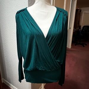 Jennifer Lopez Teal Wrap Blouse